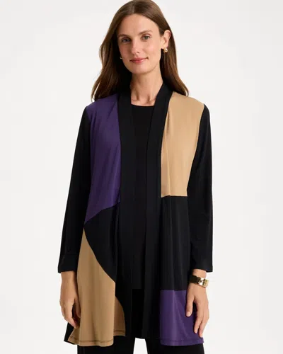 Chico's Travelers™ Knit Colorblock Cardigan Sweater In Harvest Purple