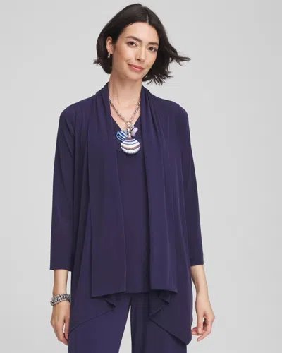Chico's Travelers Knit Drape Cardigan Sweater In Blue