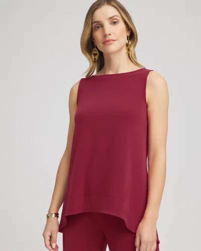 Chico's Travelers Knit High-low Hem Top In Russet Red