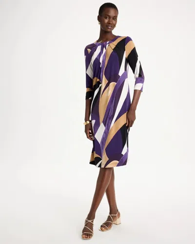 Chico's Travelers™ Knit Printed Twist-front Dress In Harvest Purple