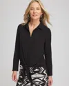 Chico's Travelers Knit Tie-front Shirt In Black In Black