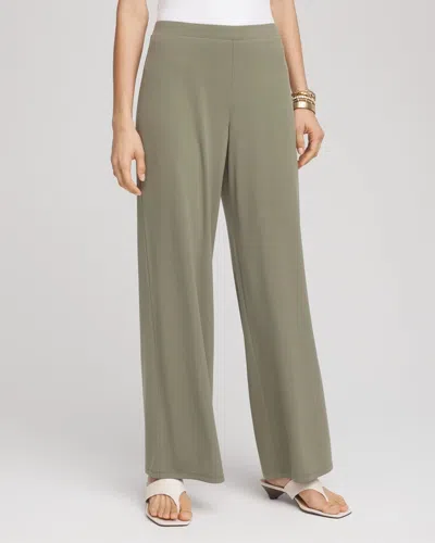 Chico's Travelers Knit Wide-leg Pants In Green
