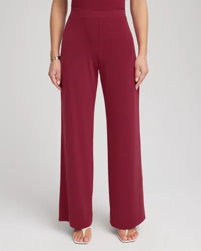 Chico's Travelers Knit Wide-leg Pants In Russet Red