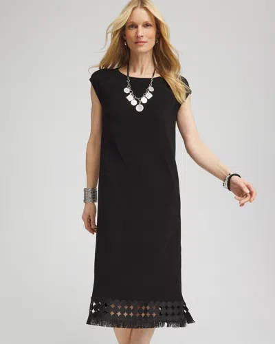 Chico's Travelers™ Lace-hem Dress In Black Size 20/22 |  Wrinkle-free Travel Clothing In Travelers Black