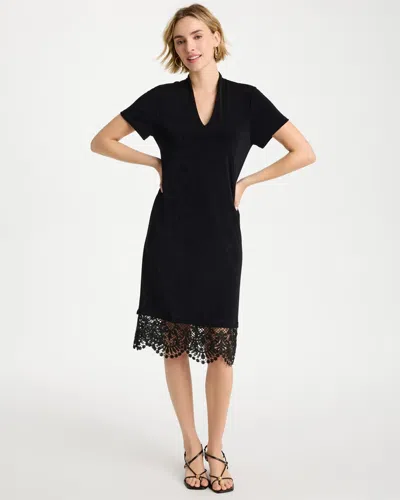 Chico's Travelers™ Lace Hem V-neck Dress In Black