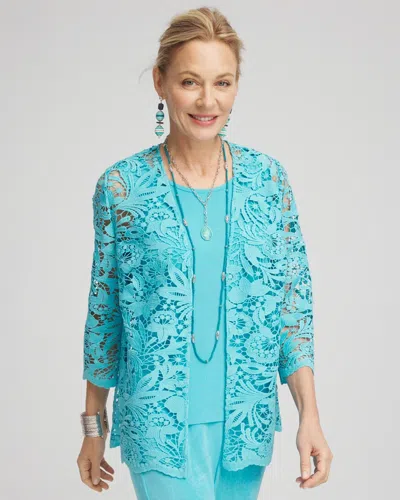 Chico's Travelers Lace Jacket In Blue