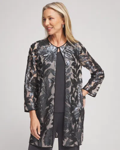 Chico's Travelers™ Lace Sequin Jacket In Soft Lavastone Size Xs |  Wrinkle-free Travel Clothing