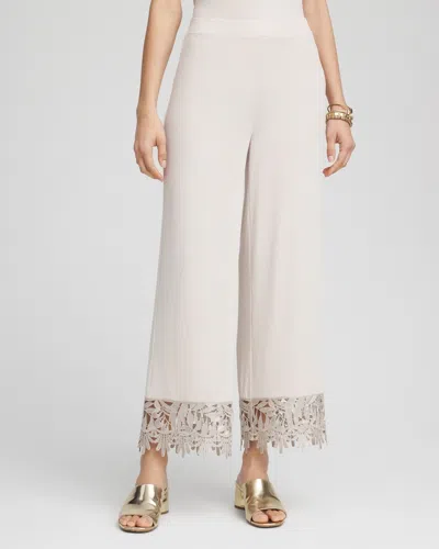 Chico's Travelers™ Lace Trim Cropped Pants In Neutral Size 20/22 |  Wrinkle-free Travel Clothing In Smokey Taupe