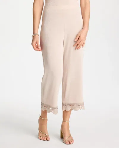 Chico's Travelers™ Lace Trim Cropped Pants In Taupe In Pink