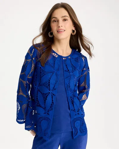 Chico's Travelers™ Macram Lace Jacket In Blue