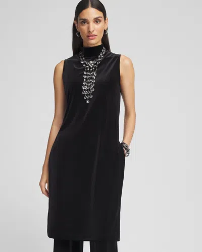 Chico's Travelers™ Maxi Mock-neck Velvet Tunic Top In Black Size 12/14 |  Wrinkle-free Travel Clothin In Travelers Black
