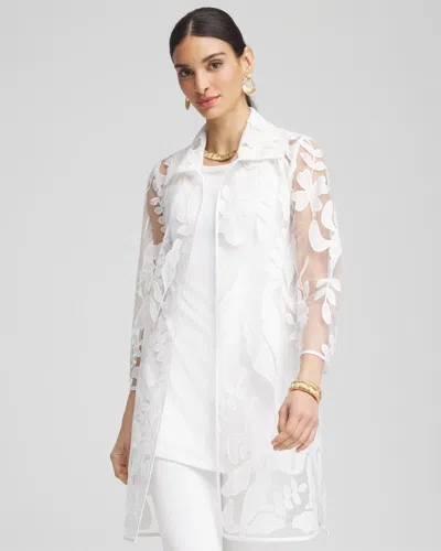 Chico's Travelers Mesh Appliqu Jacket In White