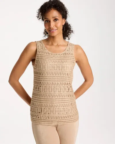 Chico's Travelers™ Metallic Crochet Sweater Tank In Gold In Brown