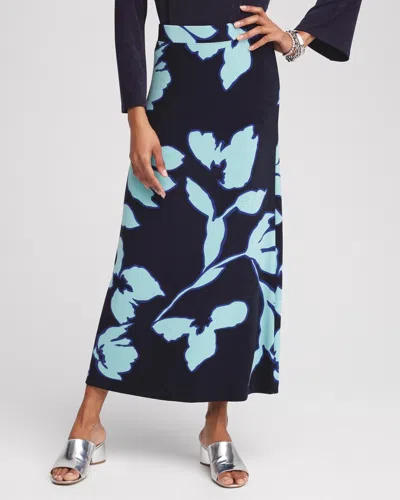 Chico's Travelers™ Midi A-line Skirt In Blue Size 16/18 |  Wrinkle-free Travel Clothing In Travelers India Ink