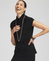 Chico's Travelers™ Mock Neck Top In Black Size 16/18 |  Wrinkle-free Travel Clothing In Travelers Black