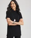 Chico's Travelers™ Mockneck Tunic Top In Black Size 8/10 |  Wrinkle-free Travel Clothing In Travelers Black