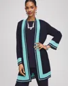 Chico's Travelers™ Open-front Cardigan Sweater In Blue Size Small |  Wrinkle-free Travel Clothing In Travelers India Ink