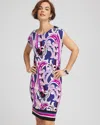 Chico's Travelers™ Paisley Cap-sleeved Dress In Purple Size 20/22 |  Wrinkle-free Travel Clothing In Purple Clover