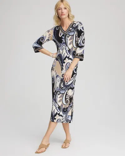 Chico's Travelers Paisley Maxi Dress In Canyon Blue