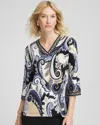 Chico's Travelers Paisley V-neck Tunic In Canyon Blue
