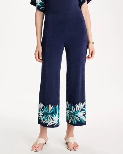 Chico's Travelers™ Palm Border Crop Pants In Kings Navy
