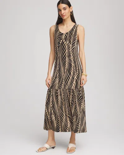 Chico's Travelers Palm-frond-motif Dress In Brown