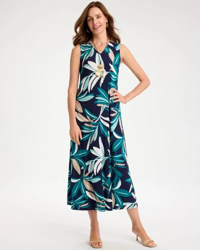 Chico's Travelers™ Palm Maxi Dress In Kings Navy
