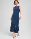 Chico's Travelers™ Petite Chiffon Hem Dress In Blue Size 16p/18p |  Wrinkle-free Travel Clothing In Blue Casa