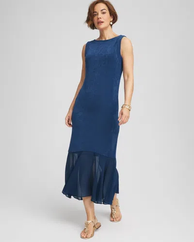 Chico's Travelers™ Petite Chiffon Hem Dress In Blue Size 16p/18p |  Wrinkle-free Travel Clothing In Blue Casa