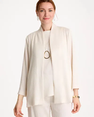 Chico's Travelers™ Pleated Chiffon Cardigan Sweater In White In Gray