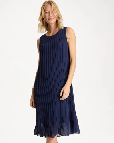Chico's Travelers™ Pleated Chiffon Midi Dress In Kings Navy