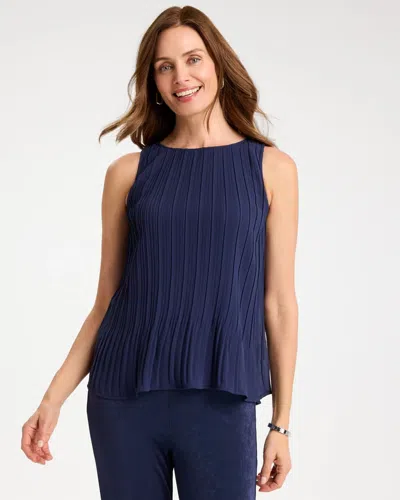 Chico's Travelers™ Pleated Chiffon Tank In Kings Navy