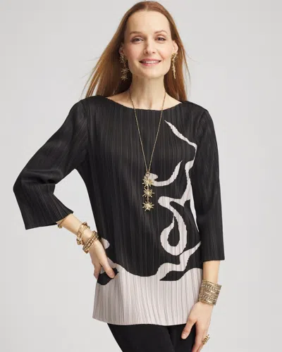 Chico's Travelers™ Pleated Top In Black Size 20/22 |  Wrinkle-free Travel Clothing In Travelers Black
