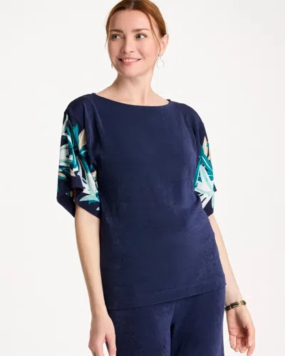 Chico's Travelers™ Printed Kimono Sleeve Top In Kings Navy