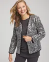 Chico's Travelers Refined Sequins Netted Jacket In Serene Gray