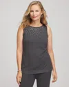 Chico's Travelers Rhinestone Tank In Gray In Gray
