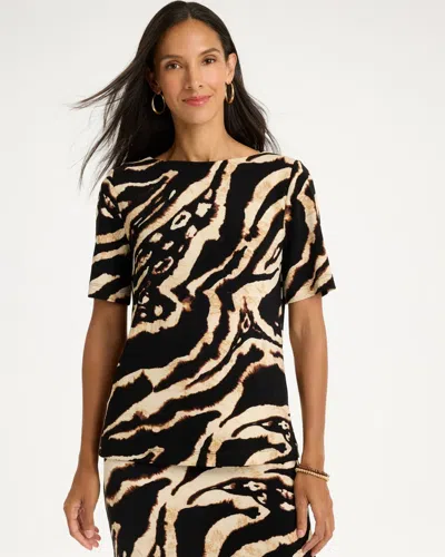 Chico's Travelers™ Safari Straight Neck Top In Black