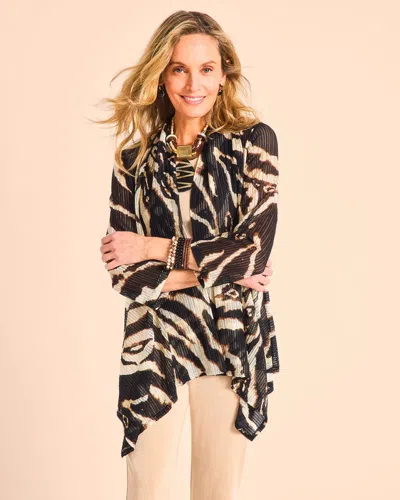 Chico's Travelers™ Safari Wheat Mesh Cardigan Sweater In Black In Multi