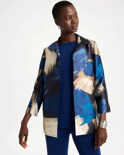 Chico's Travelers™ Satin Jacket In Blue In Medieval Blue