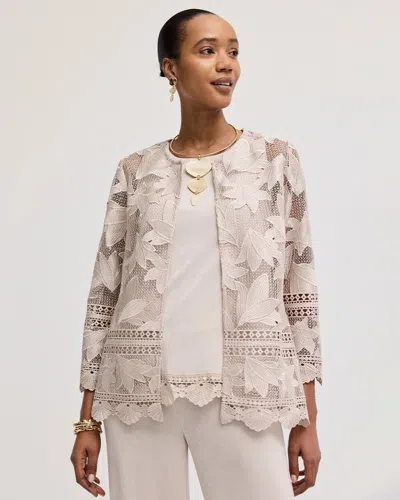 Chico's Travelers™ Scallop Lace Jacket In Taupe In Brown