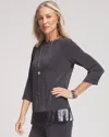 CHICO'S TRAVELERS™ SEQUIN TRIM TUNIC TOP IN BLACK SIZE 12/14 | CHICO'S WRINKLE-FREE TRAVEL CLOTHING