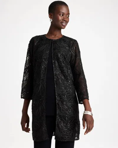 Chico's Travelers™ Sequin-embellished Duster In Black