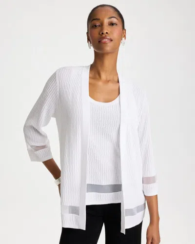 Chico's Travelers™ Sheer Stripe Cardigan Sweater In White