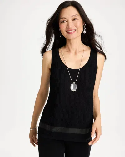Chico's Travelers™ Sheer Stripe Tank In Black