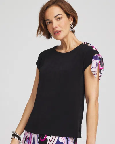 Chico's Travelers™ Shoulder Scarf Top In Black Size 20/22 |  Wrinkle-free Travel Clothing In Travelers Black