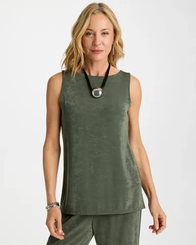 Chico's Travelers™ Side-slit Tank In Kelp Forest In Green