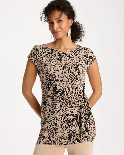 Chico's Travelers™ Side-tie Spotted Print Top In New Sonora Sand In Animal Print