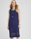 Chico's Travelers™ Sleeveless Crushed Cutout-hem Dress In Blue Size 12/14 |  Travel Clothing In Blue Casa