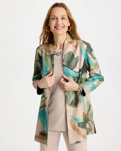 Chico's Travelers™ Soft Bloom Reversible Crushed Jacket In Kelp Forest In Green
