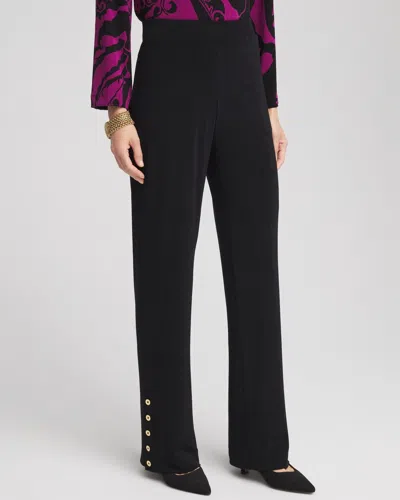 Chico's Travelers™ Straight Button Pants In Black Size 16 |  Wrinkle-free Travel Clothing In Travelers Black